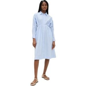 Stateside Iberus Dress Womens S Poplin Shirt Clear Sky Stripe Midi Long Sleeve